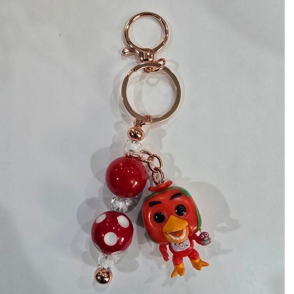 Handmade Beaded Keychain With Reworked Mini Figure - Picture 2 of 10
